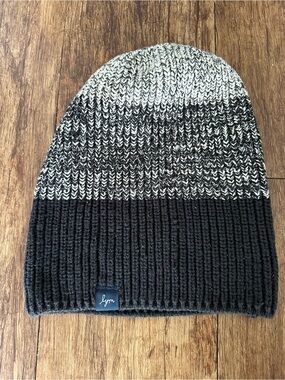 Love Your Melon Black & Gray Ombre Knit Baggy Oversized Beanie Cotton